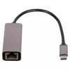 Adaptador USB-C a Gigabit Ethernet Akyga AK-AD-65, RJ45, 15 cm, plateado