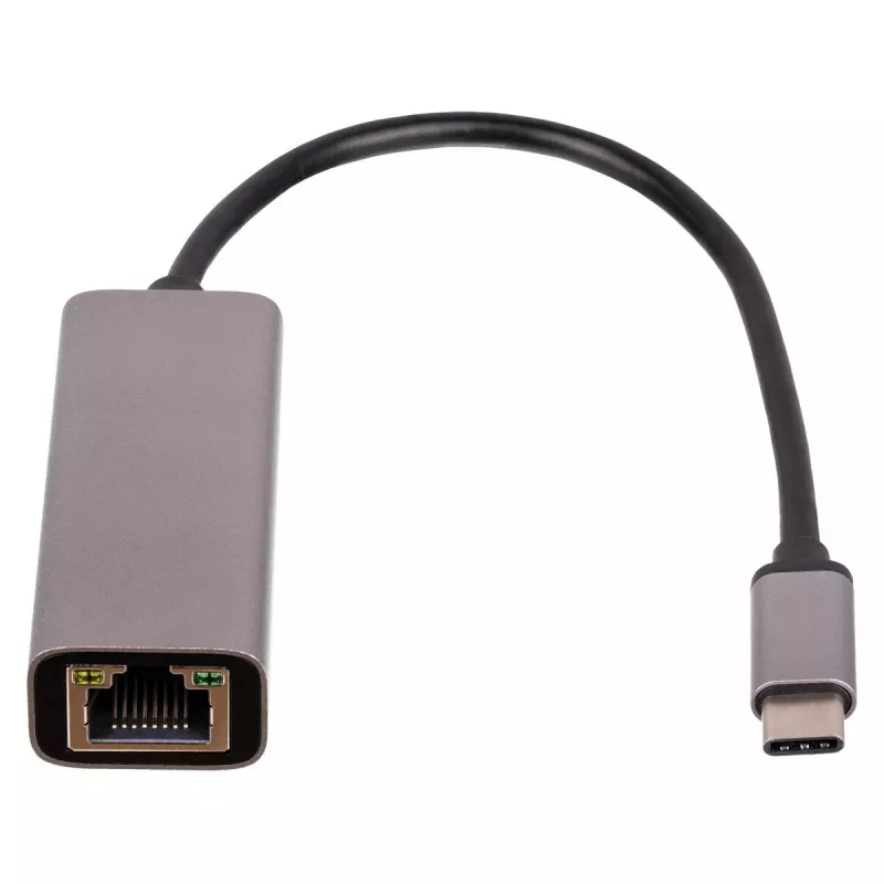 Adaptador USB-C a Gigabit Ethernet Akyga AK-AD-65, RJ45, 15 cm, plateado