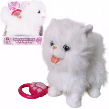 Gato de peluche interactivo con correa Artyk modelo 185564 blanco