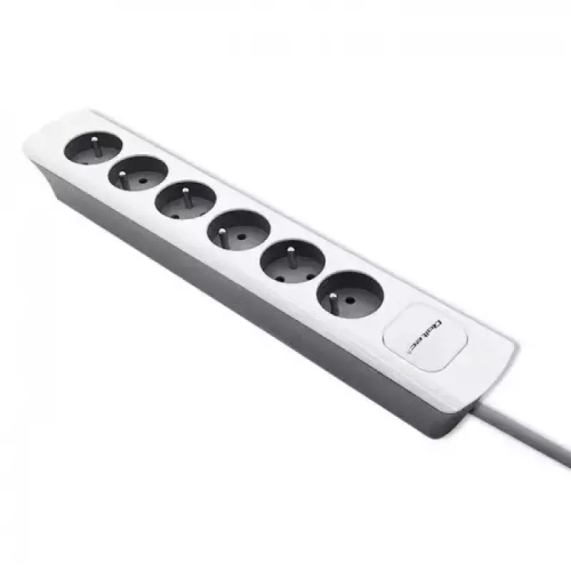 Regleta Qoltec 50297 1,8 m 6 tomas de corriente para interior gris blanco