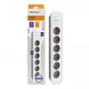 Regleta Qoltec 50297 1,8 m 6 tomas de corriente para interior gris blanco