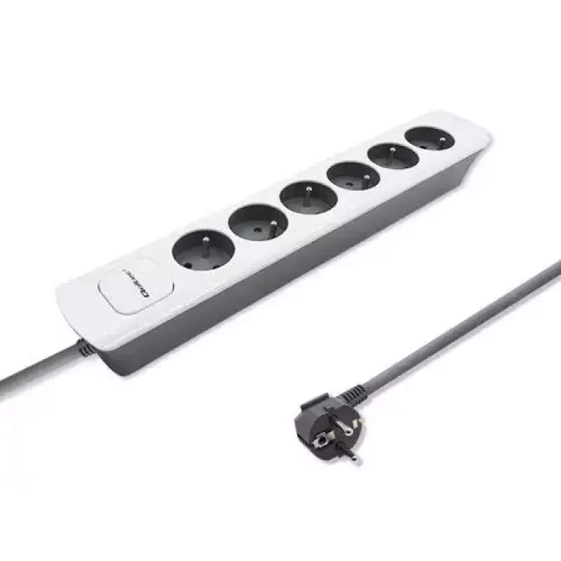 Regleta Qoltec 50297 1,8 m 6 tomas de corriente para interior gris blanco