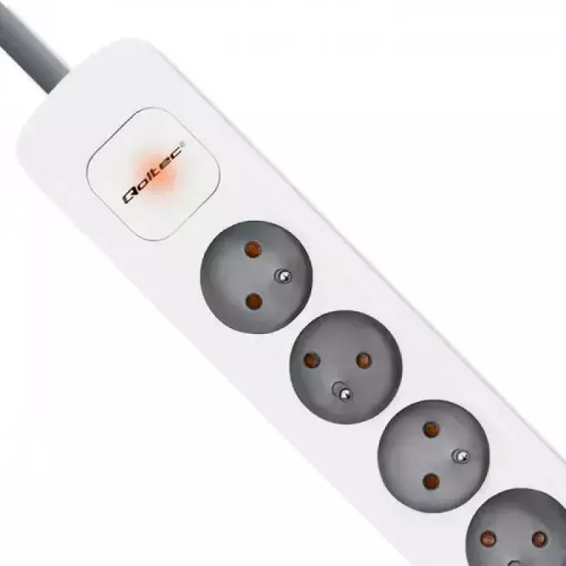 Regleta Qoltec 50297 1,8 m 6 tomas de corriente para interior gris blanco