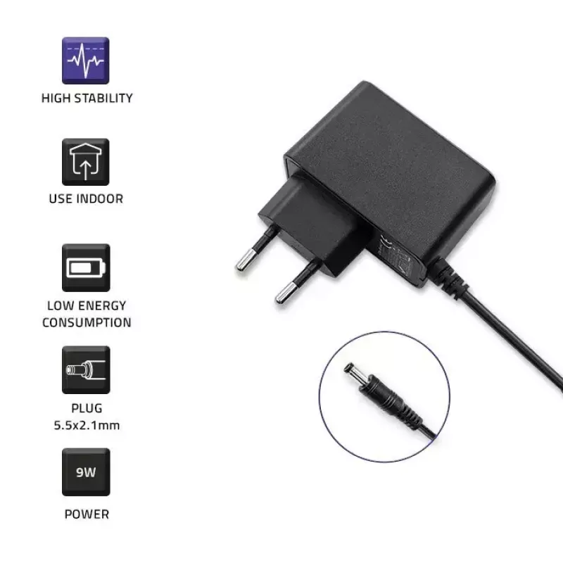 Conector de fuente de alimentación QOLTEC 52412 — 9W (9V 1A) fuente de alimentación externa para dispositivos portátiles