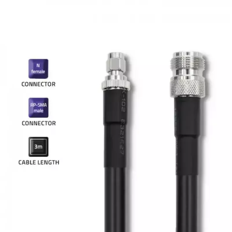 Cable coaxial Qoltec 57028 N-Type RP-SMA LMR400 5 m negro