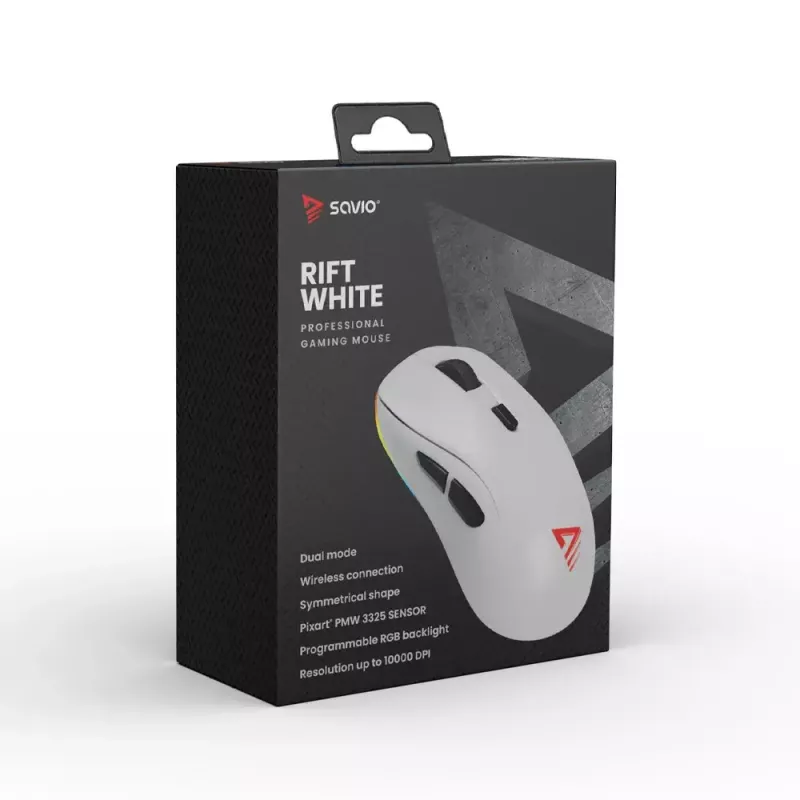 Ratón Savio RIFT WHITE Bluetooth USB Type-A