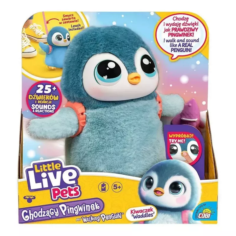 Juguete interactivo Cobi Little Live Pets Pingüino que camina Kiwaczek MO-26535, mascota caminante a pilas