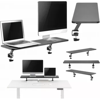 Mozos Clamp Dual Riser estante con abrazadera para dos monitores