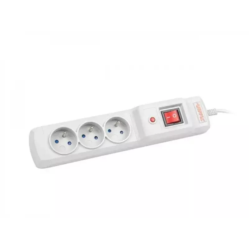 Regleta ARMAC M3 con 3 tomas y cable de 1,5 m, gris