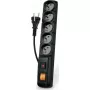 Regleta Acar F5 con protección contra sobretensiones — 5 tomas, cable de 1,5 m, negra