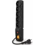 Regleta Acar F5 con protección contra sobretensiones 5 tomas cable de 3 m negra conector recto (W0101)