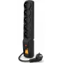 Regleta con protección contra sobretensiones Acar F5 — 5 tomas, cable de 1 m, negra