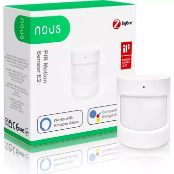 Detector de movimiento Nous E2 ZigBee PIR, alcance de detección 8 m, ángulo de detección 120°