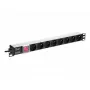 Unidad de distribución de corriente NETRACK 125-19-02, 19 pulgadas 1U, 230 V 16 A, 8 tomas, aluminio