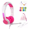 Auriculares con diadema con cable BuddyPhones School+ para llamadas y música, 20–20000 Hz, cable de 1,4 m, rosa/blanco