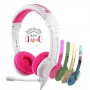 Auriculares con diadema con cable BuddyPhones School+ para llamadas y música, 20–20000 Hz, cable de 1,4 m, rosa/blanco