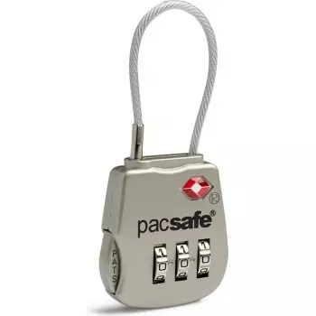 Candado de cable TSA con combinación Pacsafe Prosafe 800, plateado
