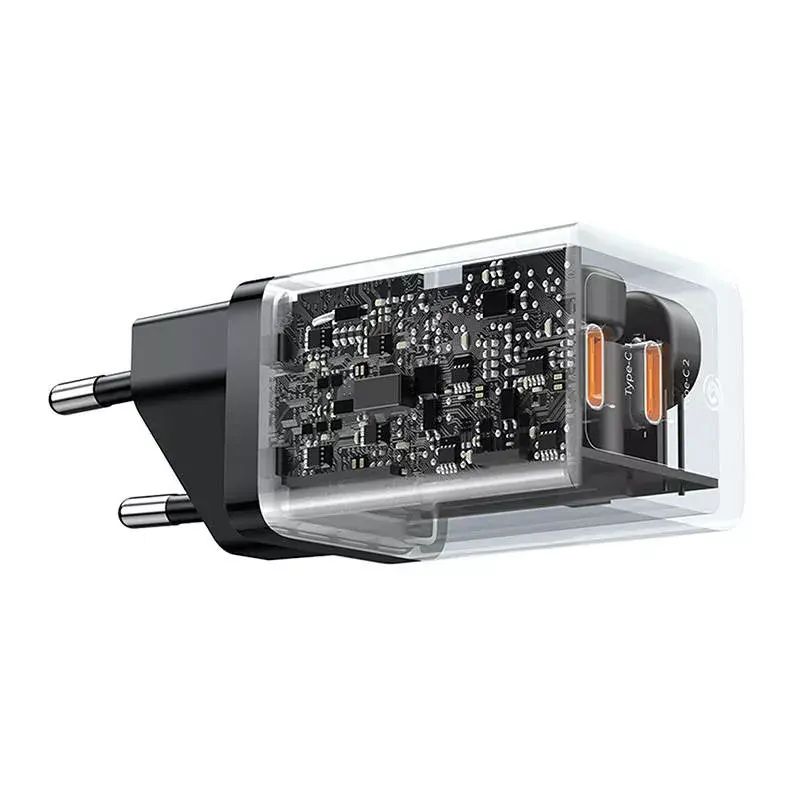 Cargador de pared Baseus GaN5 40 W, 2x USB-C (negro)