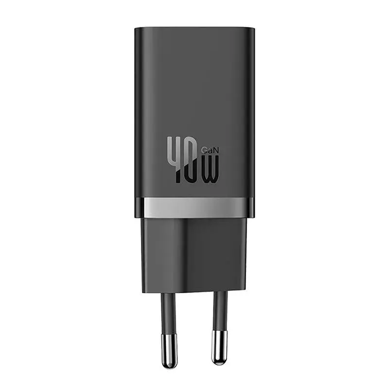 Cargador de pared Baseus GaN5 40 W, 2x USB-C (negro)