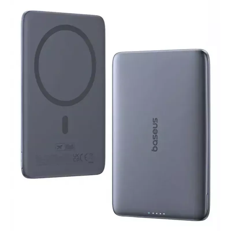 Batería externa portátil Baseus PicoGo ultrafina 5000 mAh, salida 20 W, carga inalámbrica, USB-C, gris