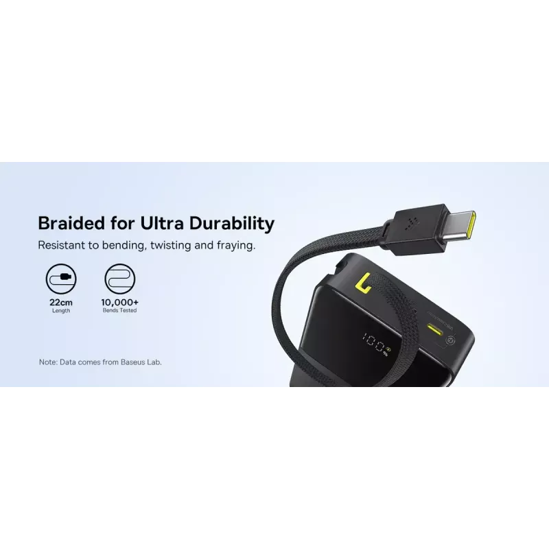 Batería externa Baseus EnerFill Bipow2 Pro – 20000 mAh, PD 3.0 y QC 3.0, 22,5 W, 1×USB-A + 1×USB-C, negro, hasta 3 dispositivos