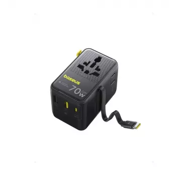 Cargador Baseus EnerCore CG11 — cargador rápido de CA para interiores, 2x USB‑C, cable de 1 m, negro