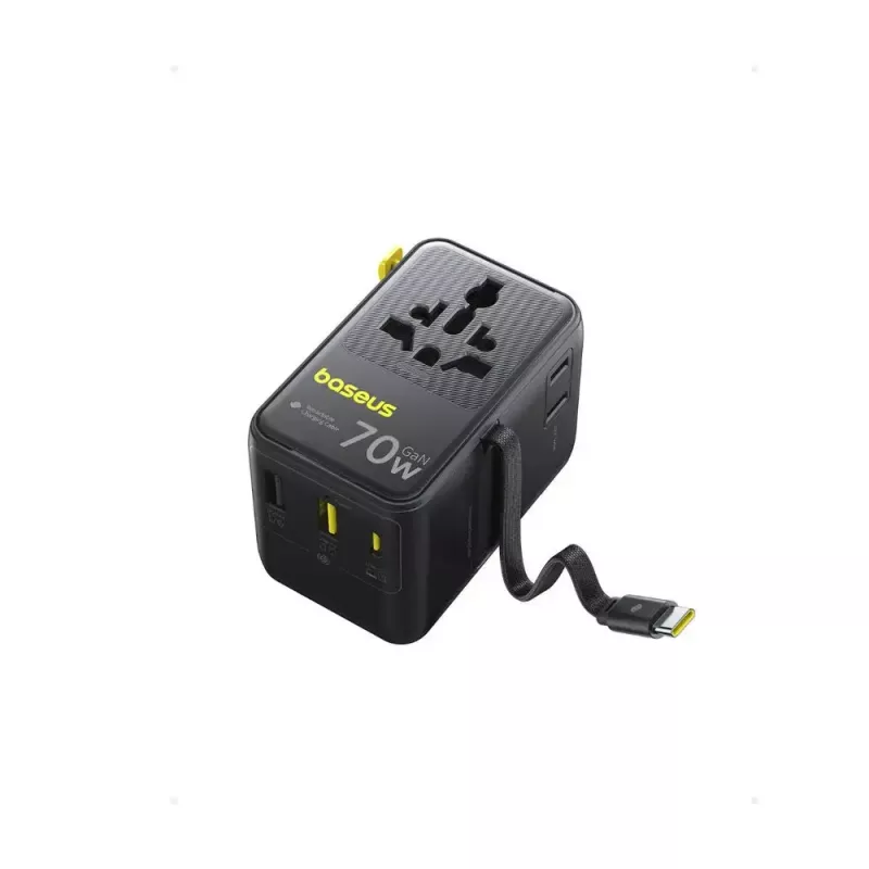 Cargador Baseus EnerCore CG11 — cargador rápido de CA para interiores, 2x USB‑C, cable de 1 m, negro