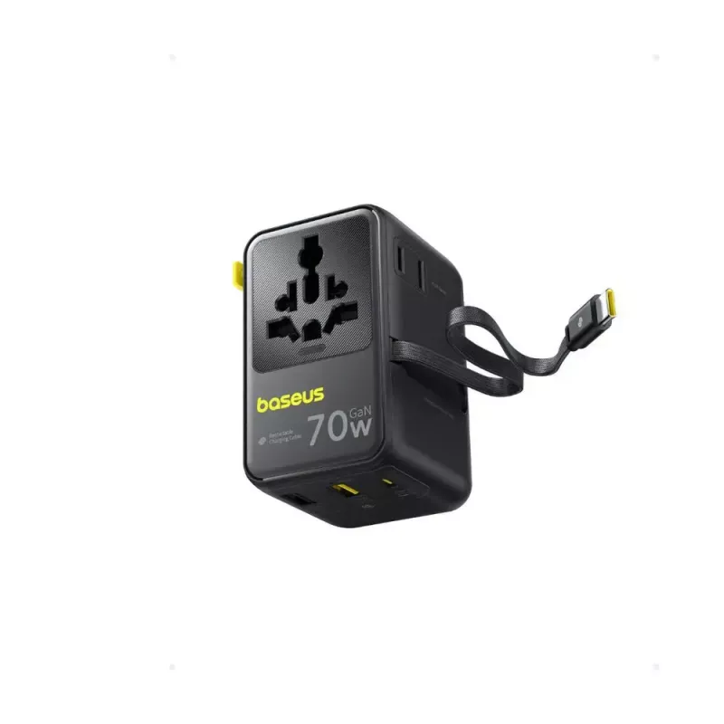 Cargador Baseus EnerCore CG11 — cargador rápido de CA para interiores, 2x USB‑C, cable de 1 m, negro