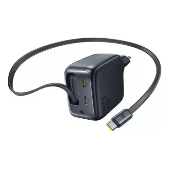 Cargador Baseus EnerCore CJ11 cargador rápido 3C 67W — 3× USB-C, entrada de CA, negro