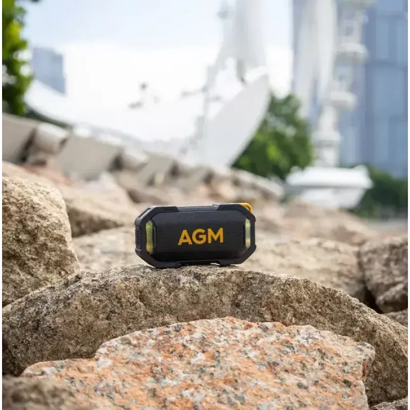 Altavoz para fiestas Beafon AGM Mag Rock — inalámbrico 8 W, batería 1800 mAh, hasta 10 h, negro/naranja, control de volumen por botones