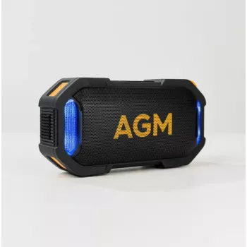 Altavoz para fiestas Beafon AGM Mag Rock — inalámbrico 8 W, batería 1800 mAh, hasta 10 h, negro/naranja, control de volumen por botones
