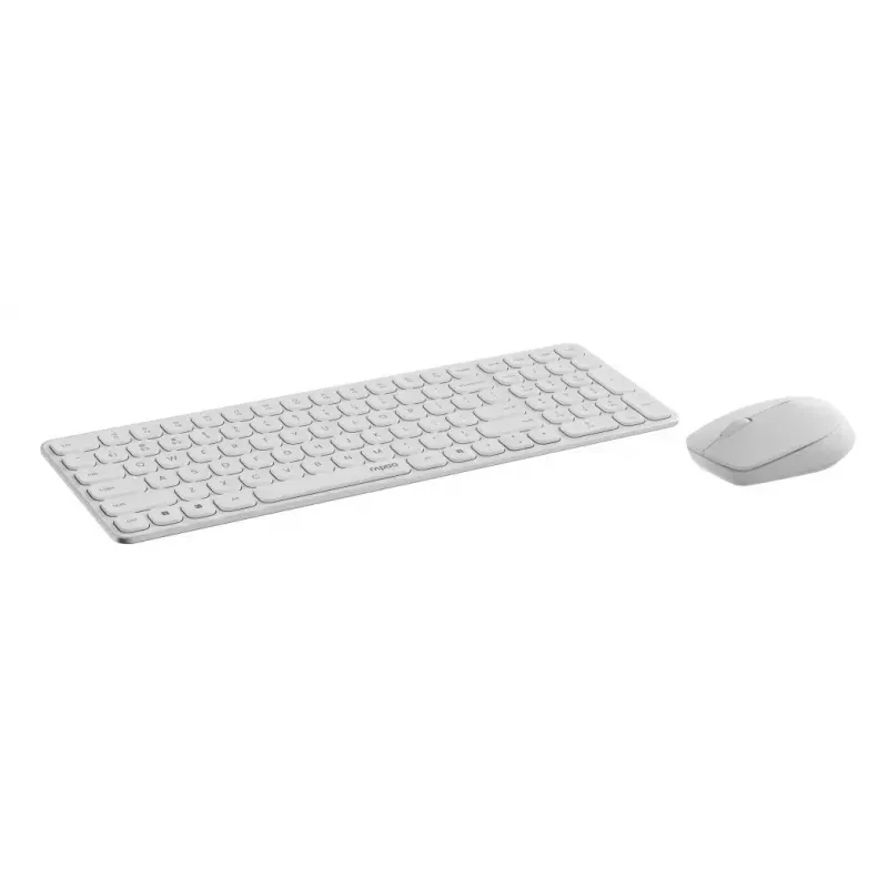 Conjunto de teclado y ratón RAPOO 9310M — teclado inalámbrico de tamaño completo (RF + Bluetooth), blanco, ratón incluido