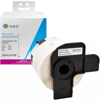 Cinta de etiquetas compatible G&G DK-11209 29 mm x 62 mm para impresoras Brother negro sobre blanco