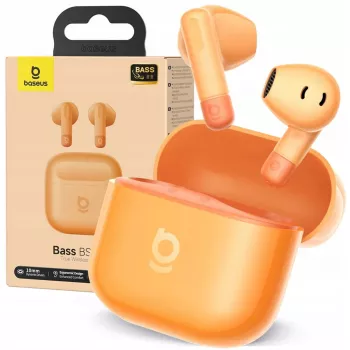Auriculares in-ear True Wireless Baseus Bass BS2 Lite TWS – naranja, audio estéreo, estuche de carga compacto