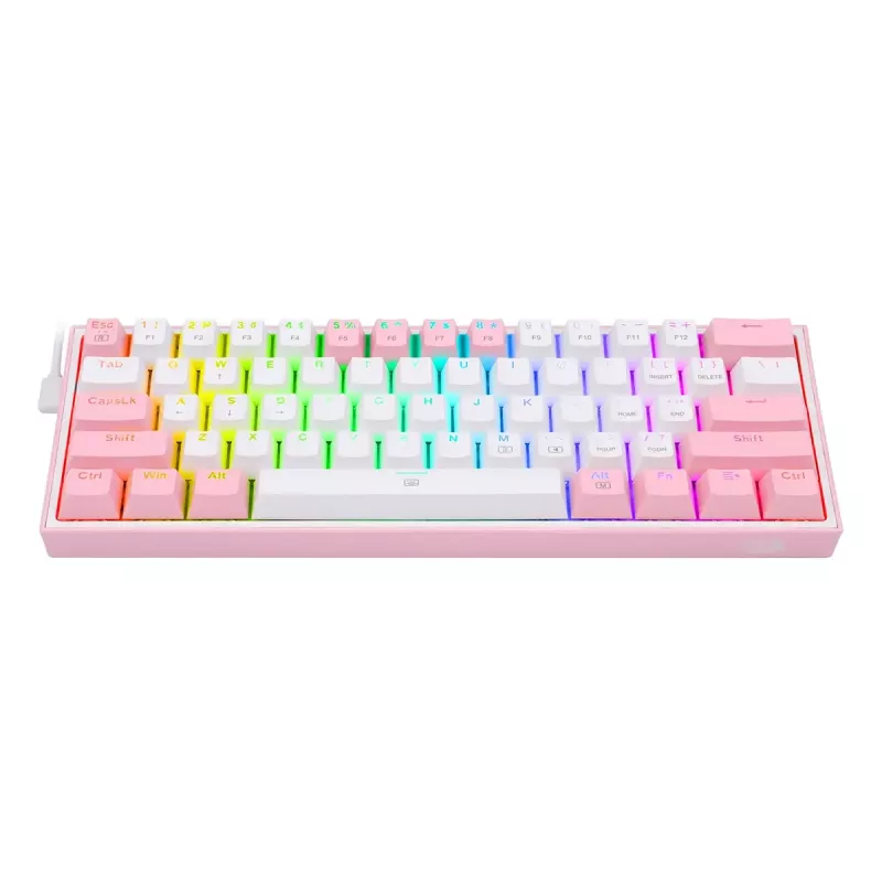 Teclado mecánico REDRAGON K617-Fizz RGB – USB con cable, rosa/blanco, cable de 1,5 m