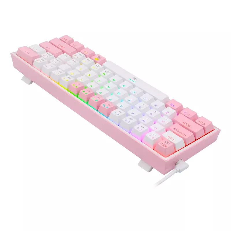 Teclado mecánico REDRAGON K617-Fizz RGB – USB con cable, rosa/blanco, cable de 1,5 m