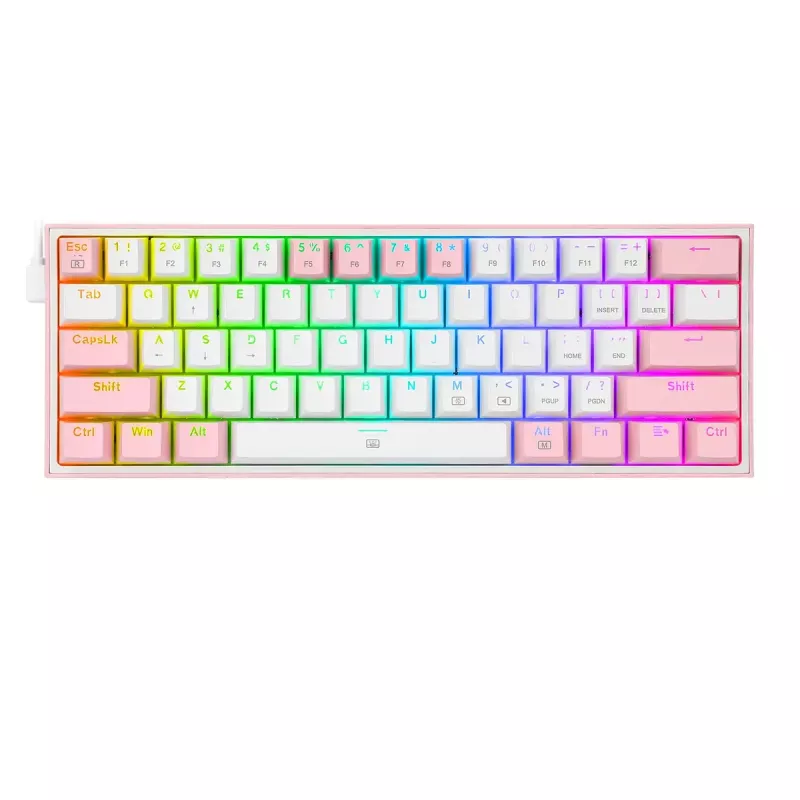 Teclado mecánico REDRAGON K617-Fizz RGB – USB con cable, rosa/blanco, cable de 1,5 m