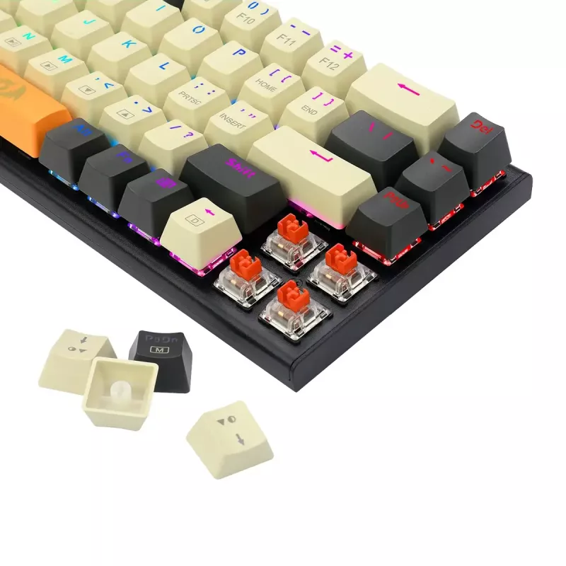 Teclado REDRAGON K633CGO-RGB Ryze Mechanical Wired USB negro blanco