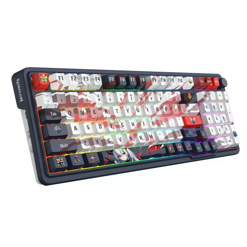 Teclado mecánico REDRAGON K686AK-RGB-PRO — RF Wireless + USB, Navy White, cable de 1,5 m