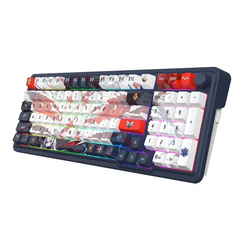 Teclado mecánico REDRAGON K686AK-RGB-PRO — RF Wireless + USB, Navy White, cable de 1,5 m