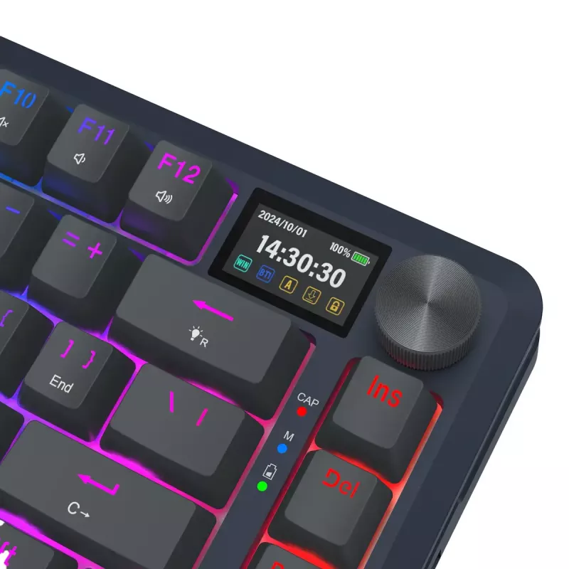 Teclado mecánico REDRAGON K708-RGB-PRO con USB, RF Wireless y Bluetooth, cable de 1,5 m, negro, 0,76 kg