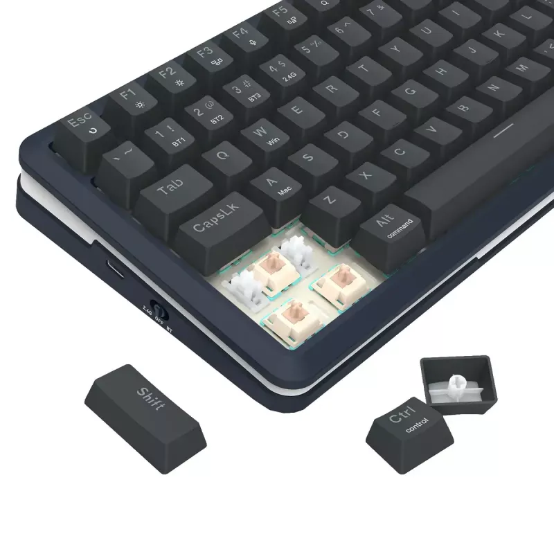 Teclado mecánico REDRAGON K708-RGB-PRO con USB, RF Wireless y Bluetooth, cable de 1,5 m, negro, 0,76 kg