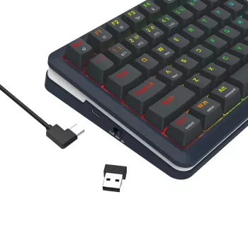 Teclado mecánico REDRAGON K708-RGB-PRO con USB, RF Wireless y Bluetooth, cable de 1,5 m, negro, 0,76 kg