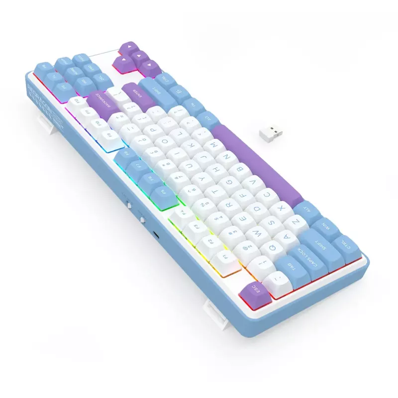 Teclado mecánico REDRAGON K707WBP-RGB-PRO con cable USB azul blanco