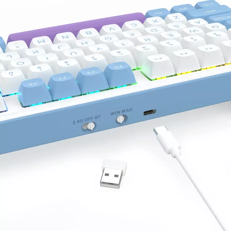 Teclado mecánico REDRAGON K707WBP-RGB-PRO con cable USB azul blanco