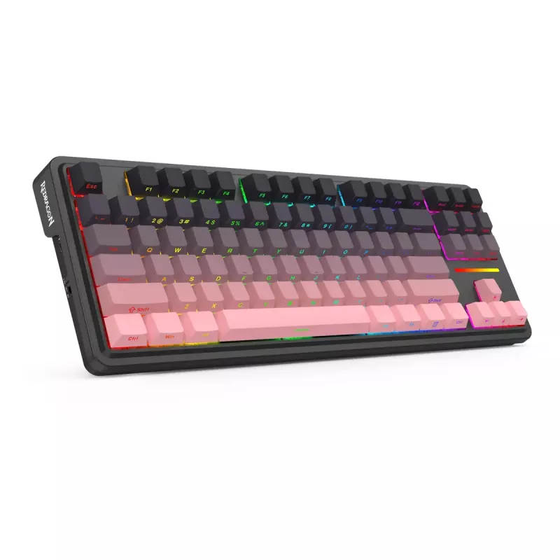 Teclado mecánico REDRAGON Antonium Pro K728SP-RGB-PRO — USB, RF Wireless, Bluetooth, negro/rosa