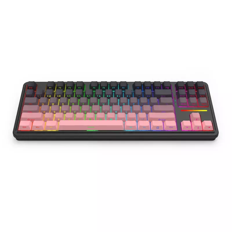 Teclado mecánico REDRAGON Antonium Pro K728SP-RGB-PRO — USB, RF Wireless, Bluetooth, negro/rosa