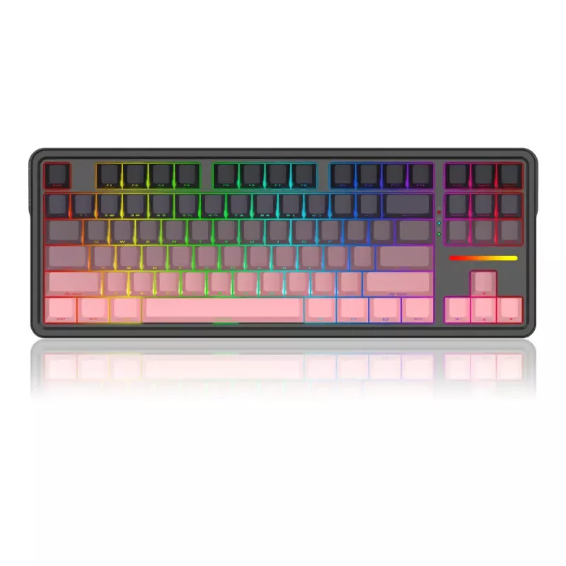Teclado mecánico REDRAGON Antonium Pro K728SP-RGB-PRO — USB, RF Wireless, Bluetooth, negro/rosa