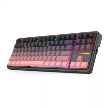 Teclado mecánico REDRAGON Antonium Pro K728SP-RGB-PRO — USB, RF Wireless, Bluetooth, negro/rosa