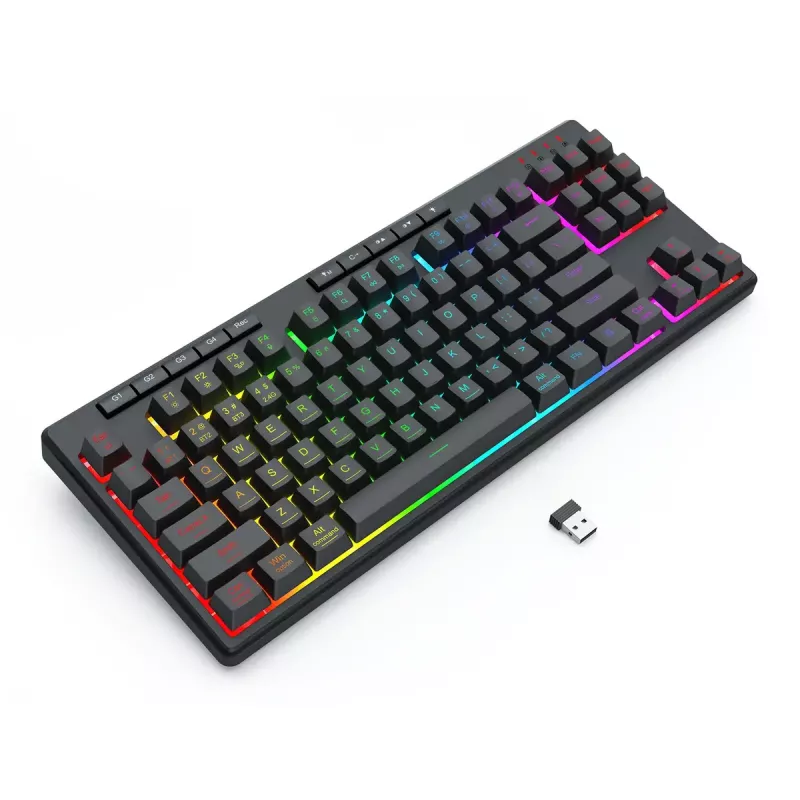 Teclado REDRAGON K516RGB-PRO SHIVA PRO 87 USB RF Wireless Bluetooth negro